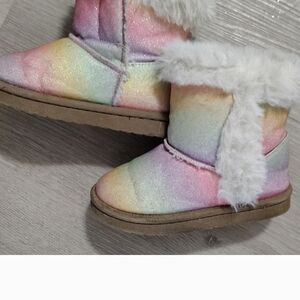 Colorful Furry Kids Boots